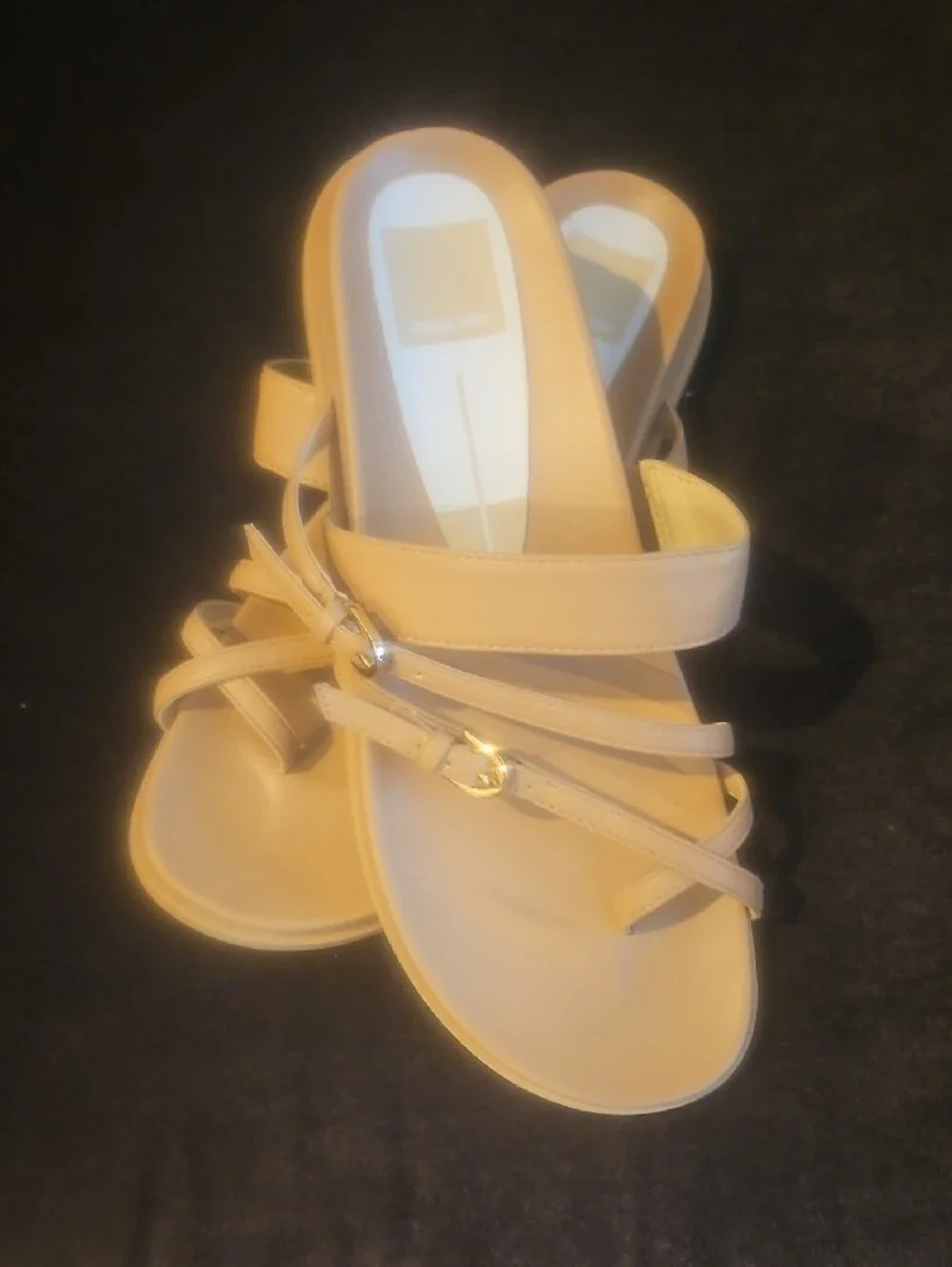 Dolce Vita Nude Beige Strappy Slide Sandals